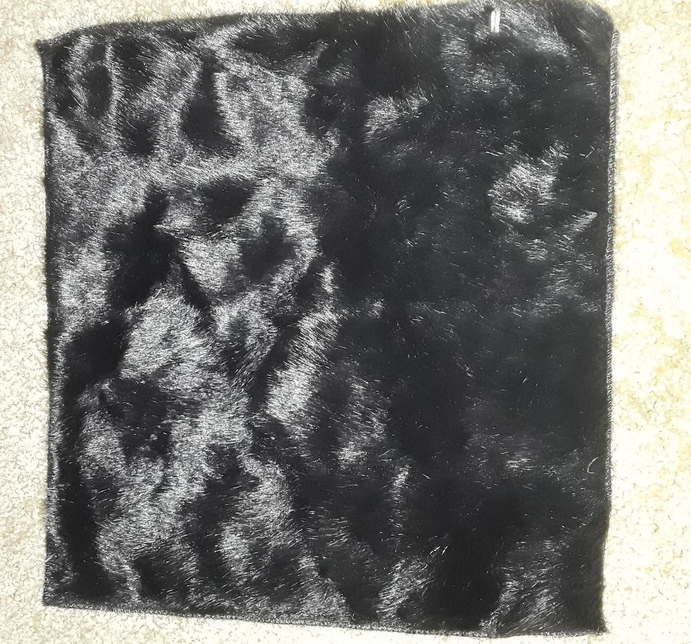 2 Justin David Textiles Black Faux Fur Fabric Swatches to make Accent Pillows